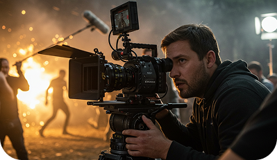 Videographer filming a concert